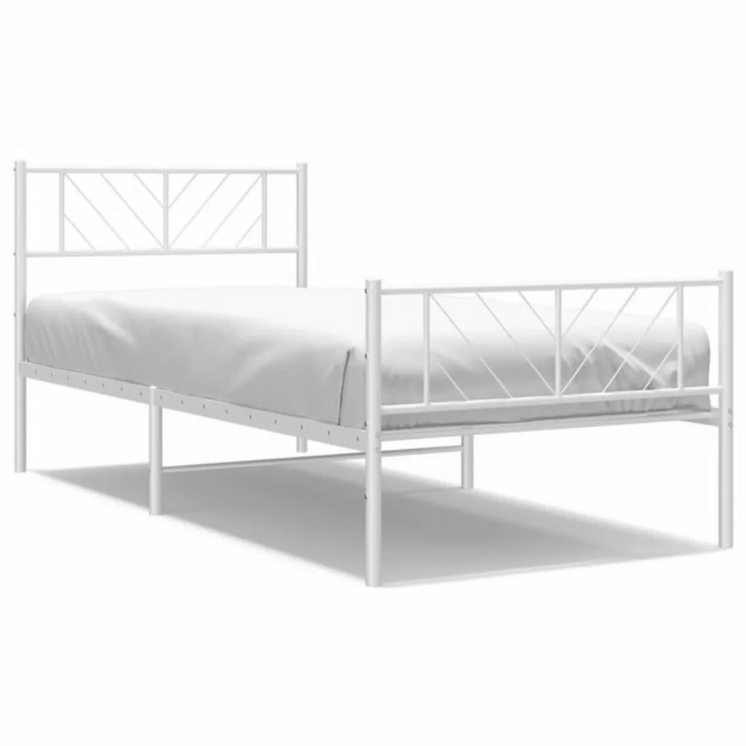 vidaXL Bett Bettgestell mit Kopf- und Fußteil Metall Weiß 75x190 cm günstig online kaufen