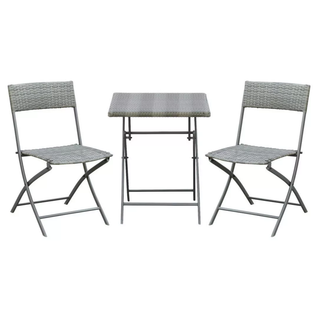 Outsunny Polyrattan Bistroset 2 Personen Sitzgruppe grau, Gartenmöbel aus R günstig online kaufen