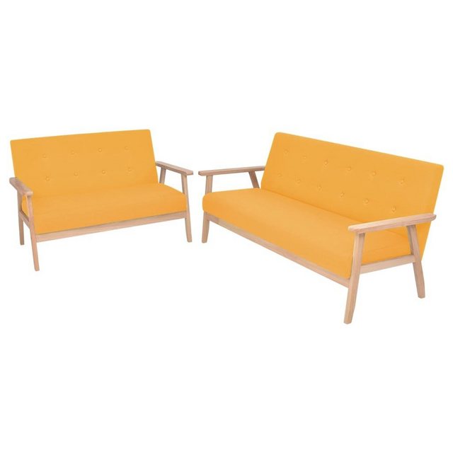 vidaXL Sofa Sofagarnitur 2-tlg. Stoff Gelb günstig online kaufen