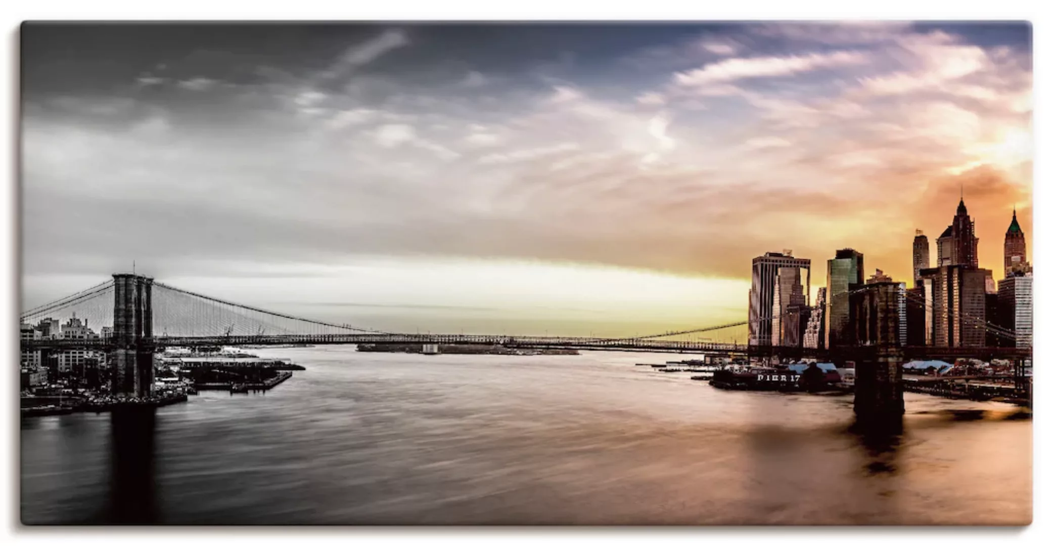 Artland Wandbild "Brooklyn Bridge Panorama", Amerika, (1 St.), als Leinwand günstig online kaufen