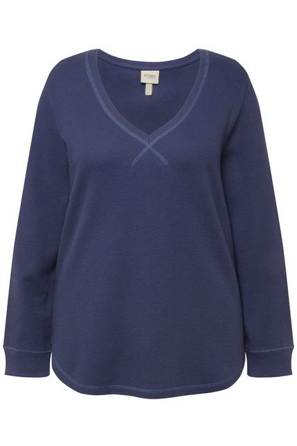 Ulla Popken Sweatshirt Sweatshirt Waffelstruktur V-Ausschnitt günstig online kaufen