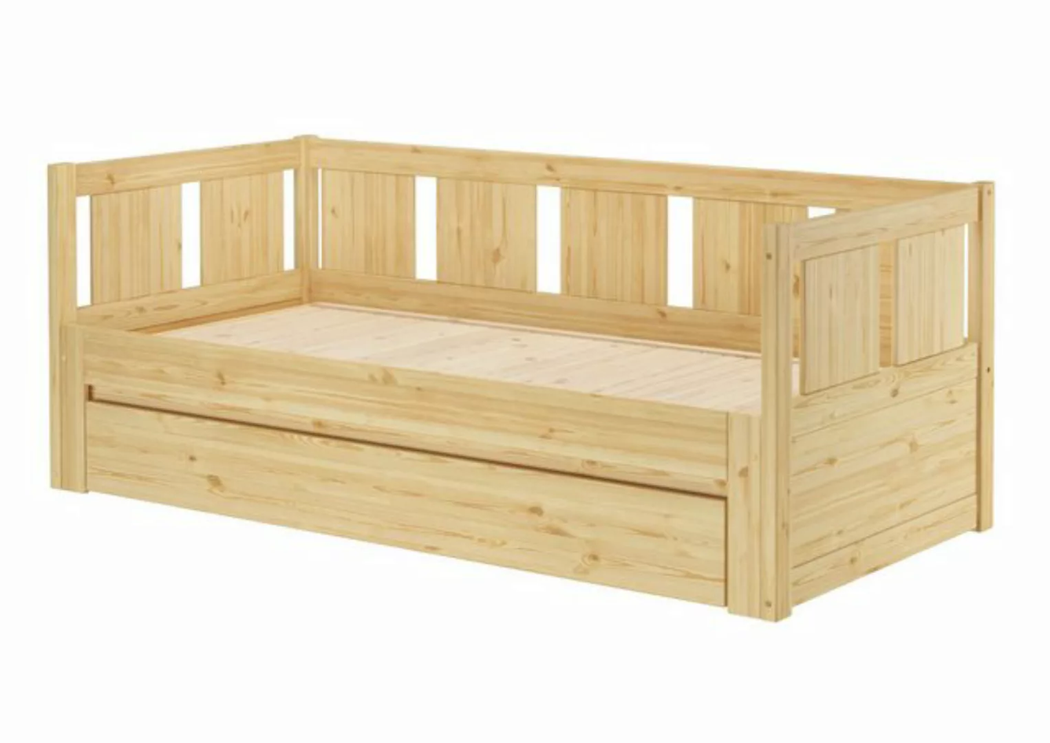 ERST-HOLZ Bett Ausziehbett Kiefer massiv natur wählbares Zubehör, Kieferfar günstig online kaufen