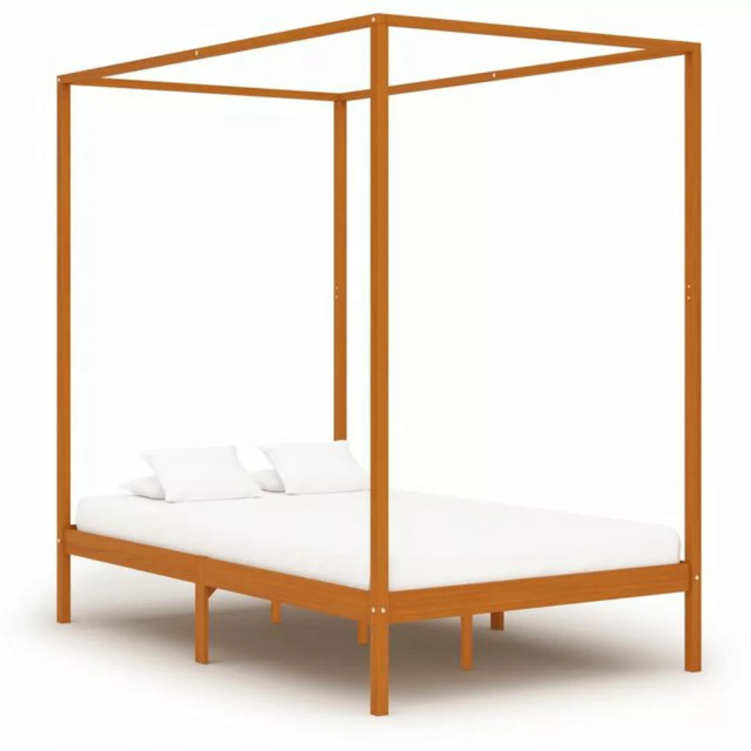 Himmelbett-gestell Honigbraun Massivholz Kiefer 120 X 200 Cm günstig online kaufen