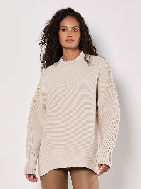 Apricot Strickpullover Oversized Pullover, mit Perlen günstig online kaufen