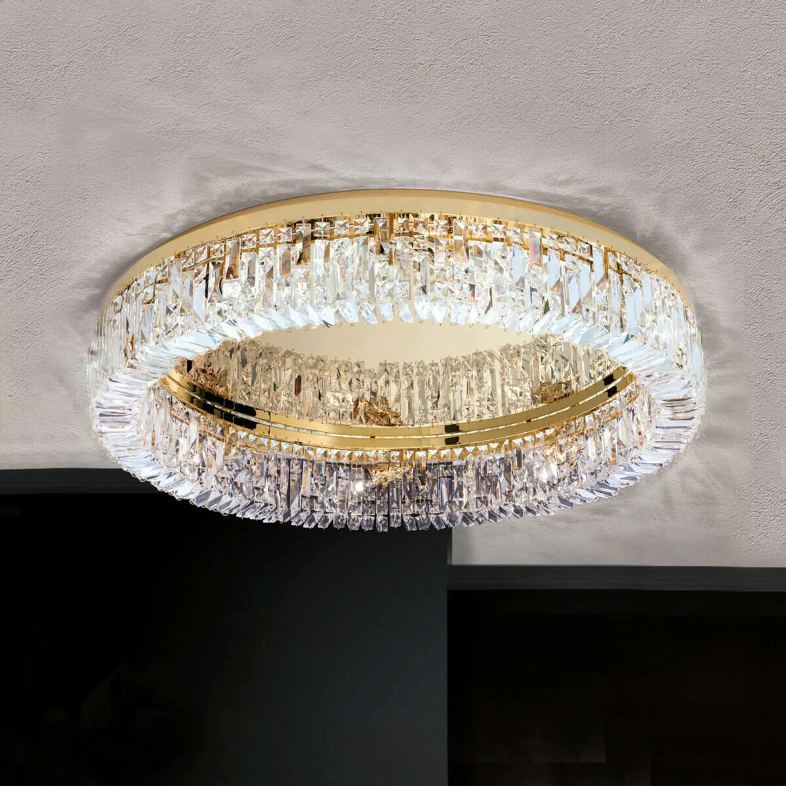 Kristall-Deckenlampe Ring - 75 cm günstig online kaufen