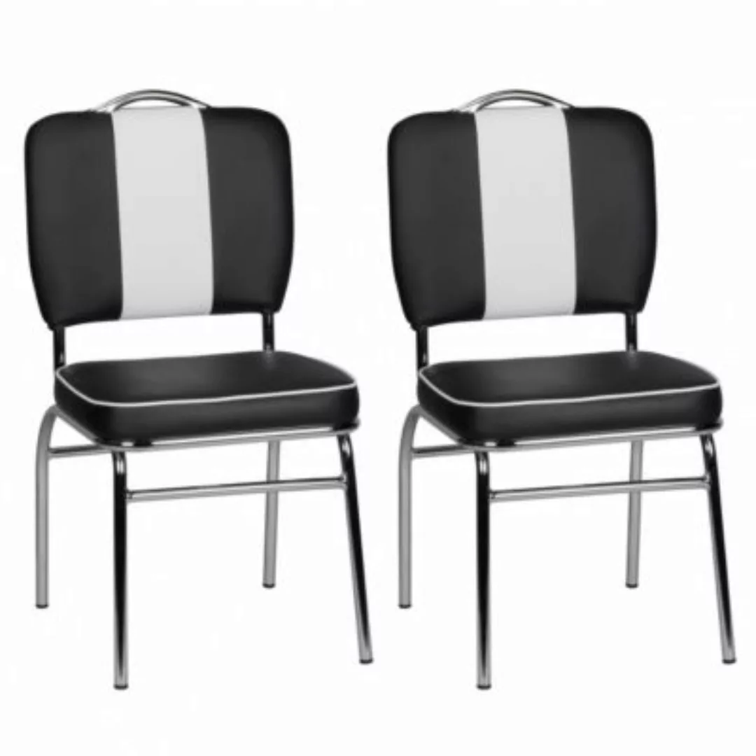 FineBuy 2er Set Esszimmerstühle American Diner 46 x 42 cm Sitzfläche weiß günstig online kaufen