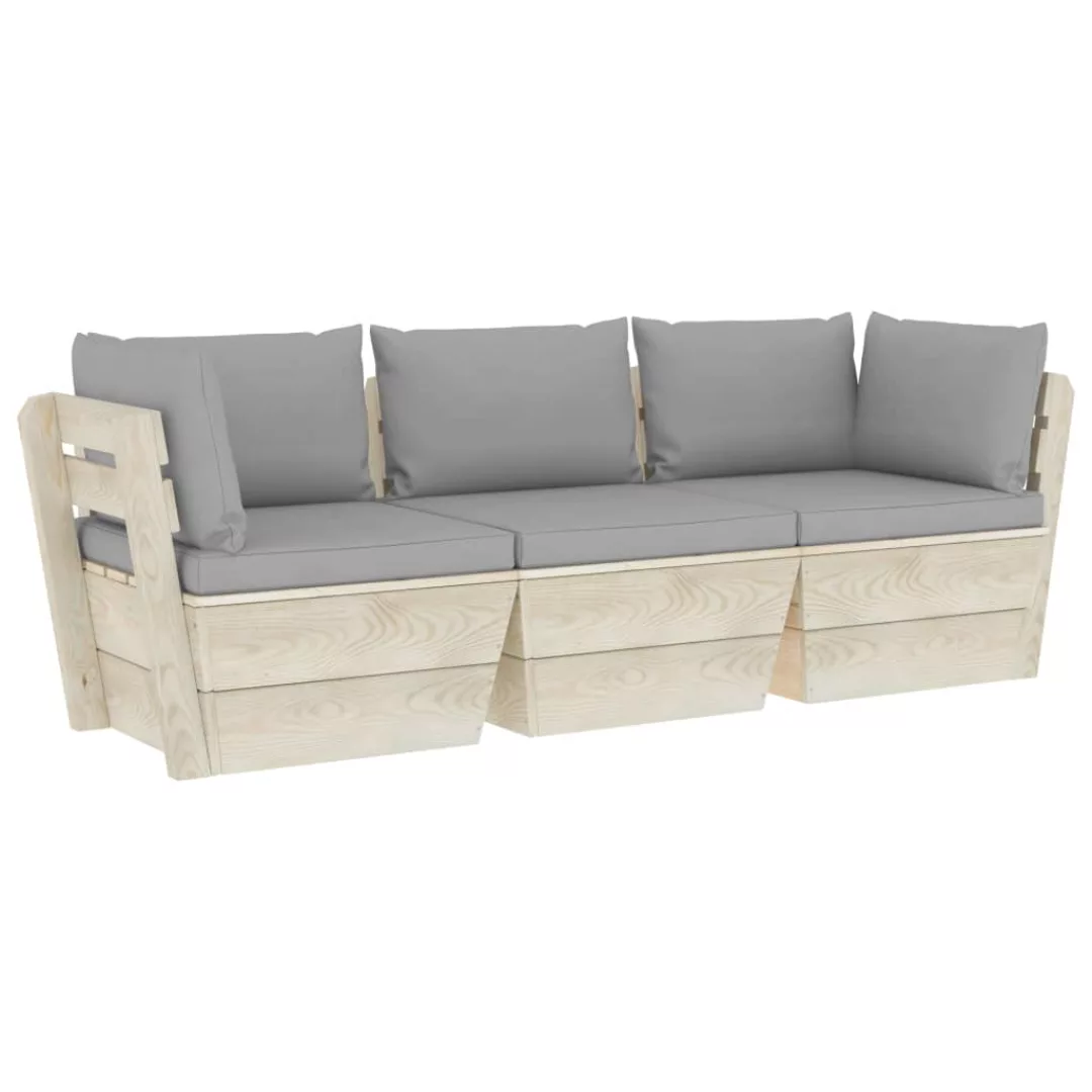 Garten-palettensofa 3-sitzer Mit Kissen Fichtenholz günstig online kaufen