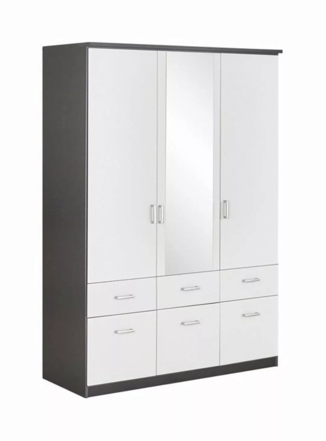 rauch Drehtürenschrank BREMEN, B 136 cm x H 199 cm, Alpinweiß, Grau metalli günstig online kaufen