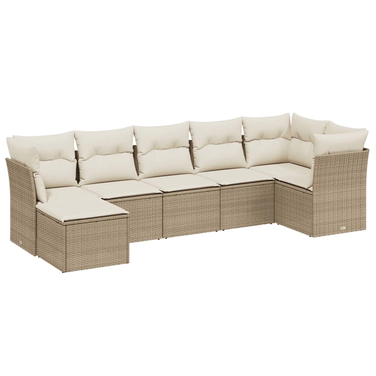 vidaXL 7-tlg Garten-Sofagarnitur mit Kissen Beige Poly Rattan Modell 185 günstig online kaufen