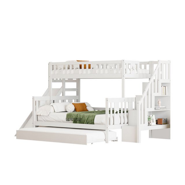 IDEASY Etagenbett Jugendbett, Kinderbett, weiß, 90*200/140*200 cm, mit Zaun günstig online kaufen