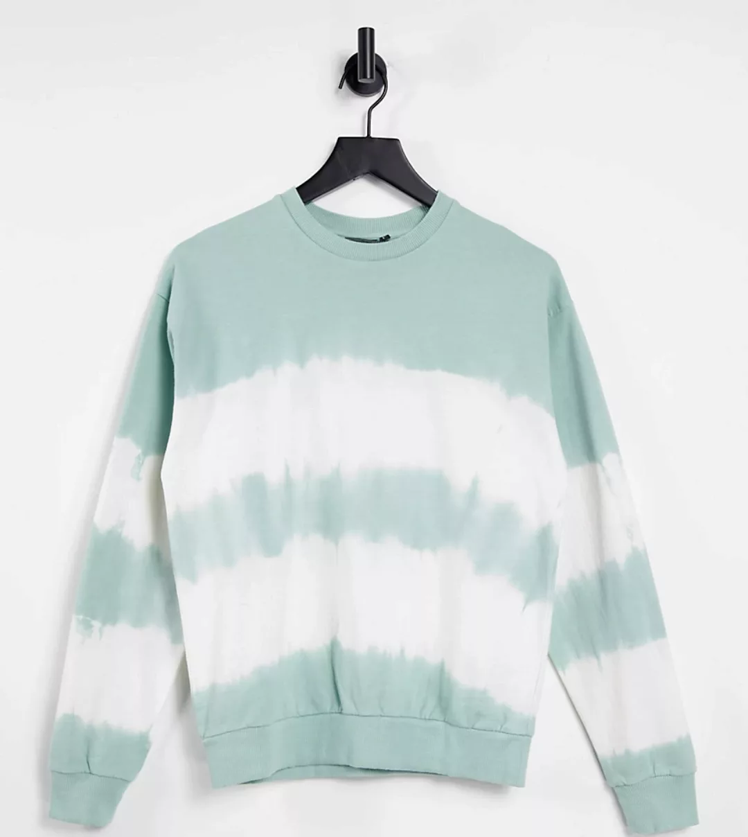 ASOS DESIGN Petite – Gestreiftes Sweatshirt in Batik-Grün günstig online kaufen