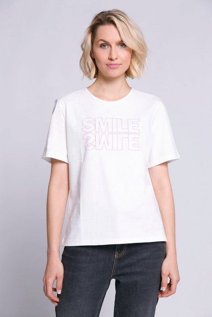 Gina Laura Rundhalsshirt T-Shirt SMILE Rundhals Halbarm günstig online kaufen