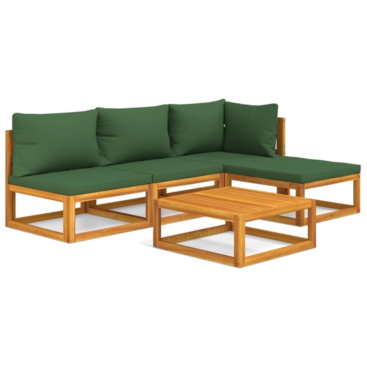 Vidaxl 5-tlg. Garten-lounge-set Mit Grünen Kissen Massivholz günstig online kaufen