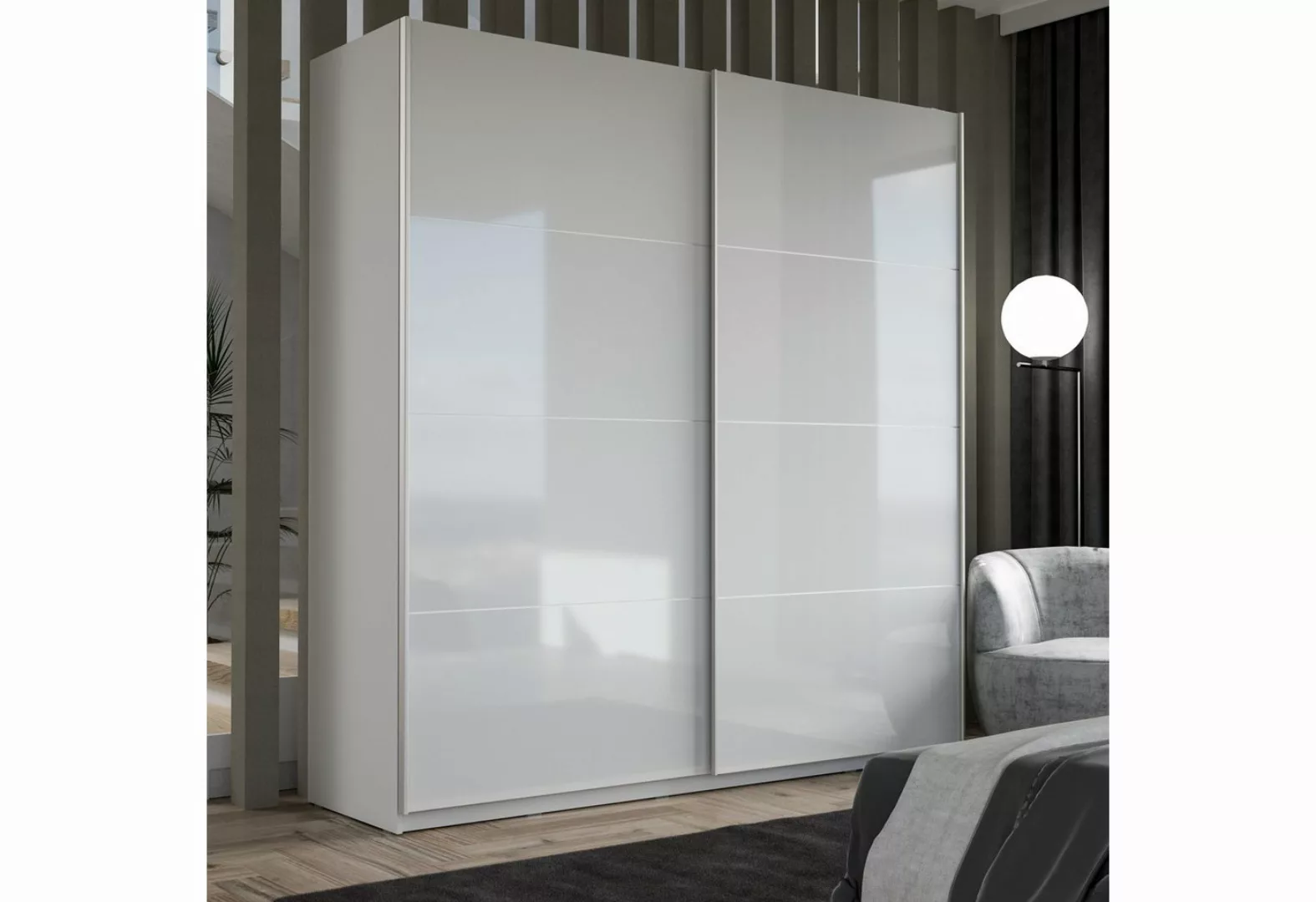 Schwebetürenschrank ca. 200 cm breit Starlet Plus von Forte Weiss Hgl günstig online kaufen