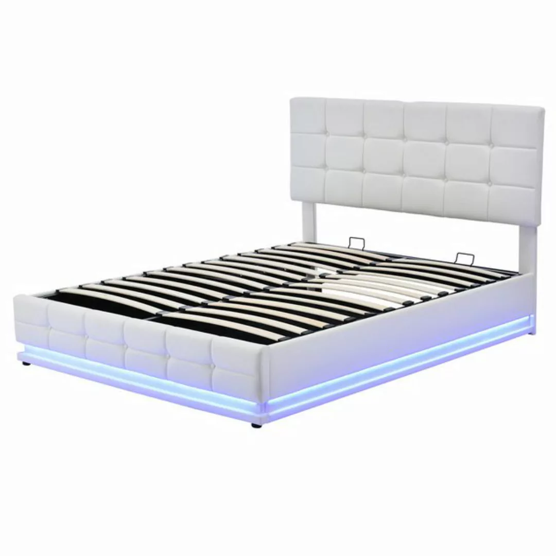 LuxeLiving Polsterbett LED Doppelbett, Stauraumbett, inkl. Hydraulisch anhe günstig online kaufen