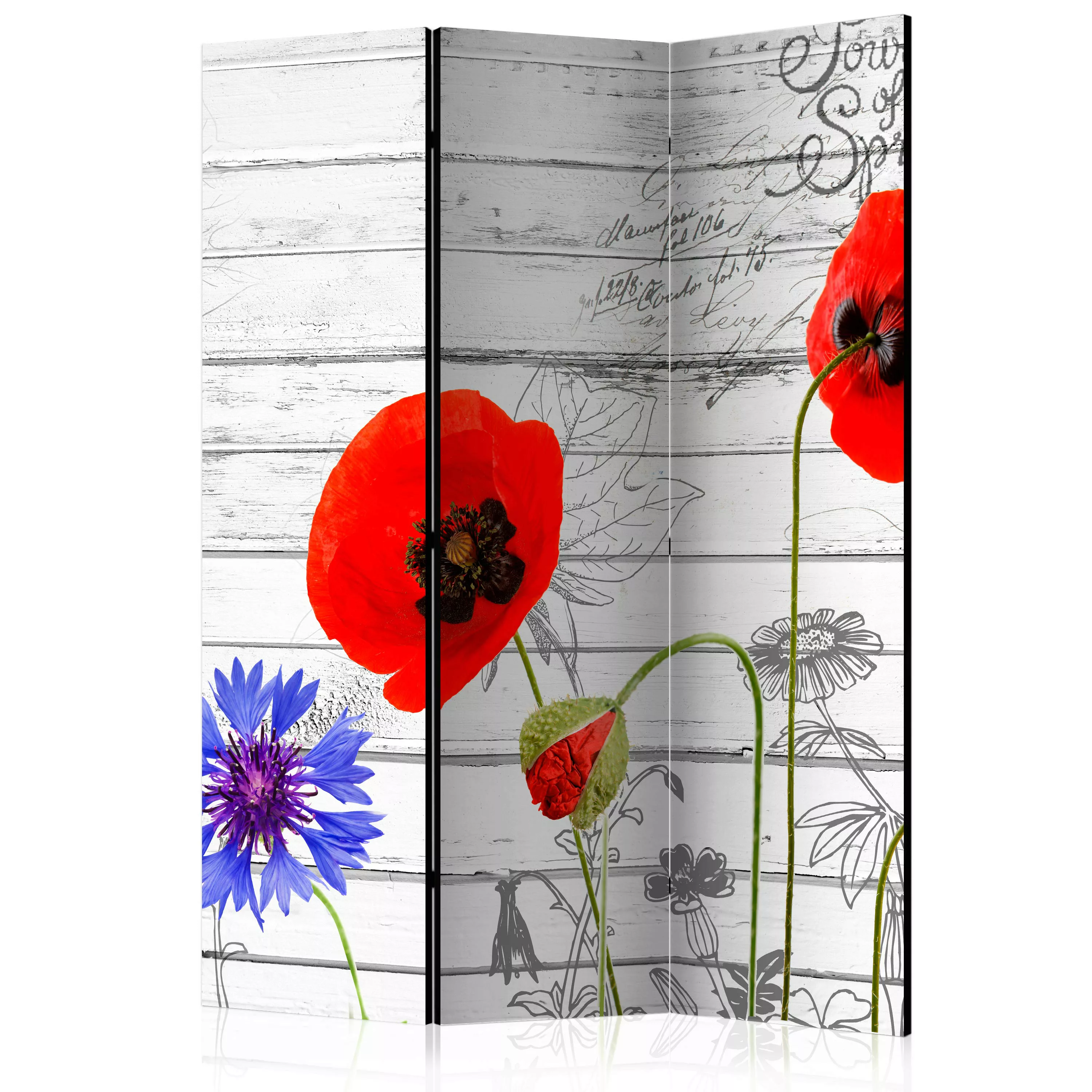 3-teiliges Paravent - Wildflowers [room Dividers] günstig online kaufen