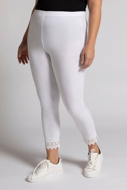 Ulla Popken Funktionshose 7/8-Leggings Saumspitze Biobaumwolle günstig online kaufen