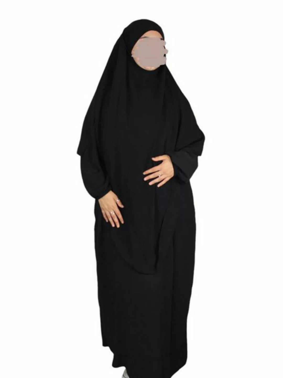 Aymasal Maxikleid Abaya Khimar Set in gleicher Farbe Kaftan Khumur Islam Mo günstig online kaufen