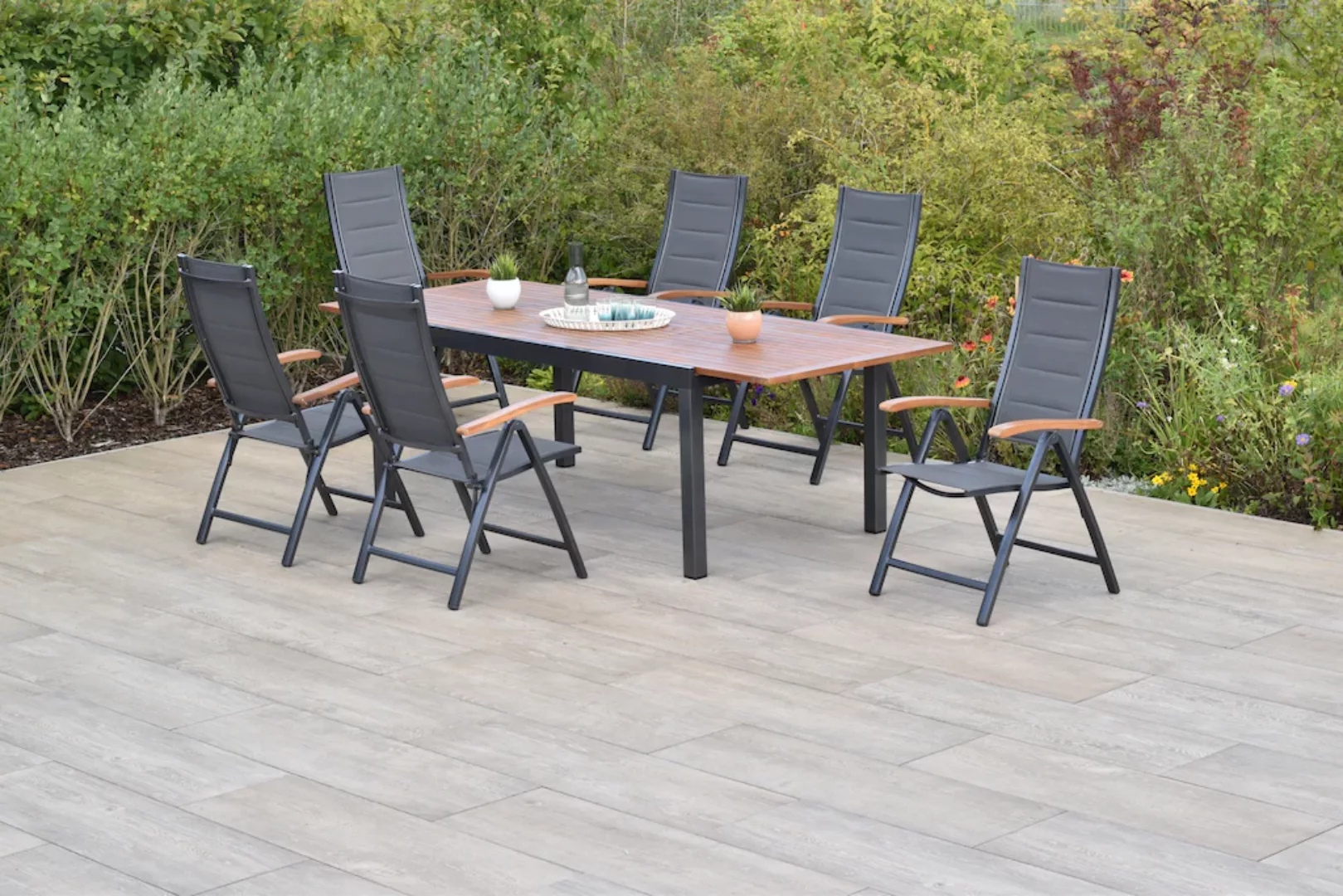 MERXX Garten-Essgruppe ""Paxos"", (Set, 7 tlg., 5-fach verstellbare Rückenl günstig online kaufen