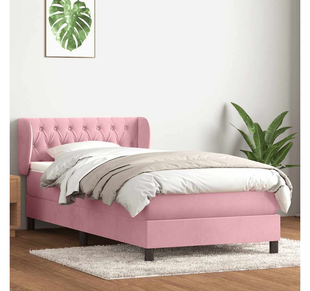 vidaXL Boxspringbett, Boxspringbett mit Matratze Rosa 80x220 cm Samt günstig online kaufen