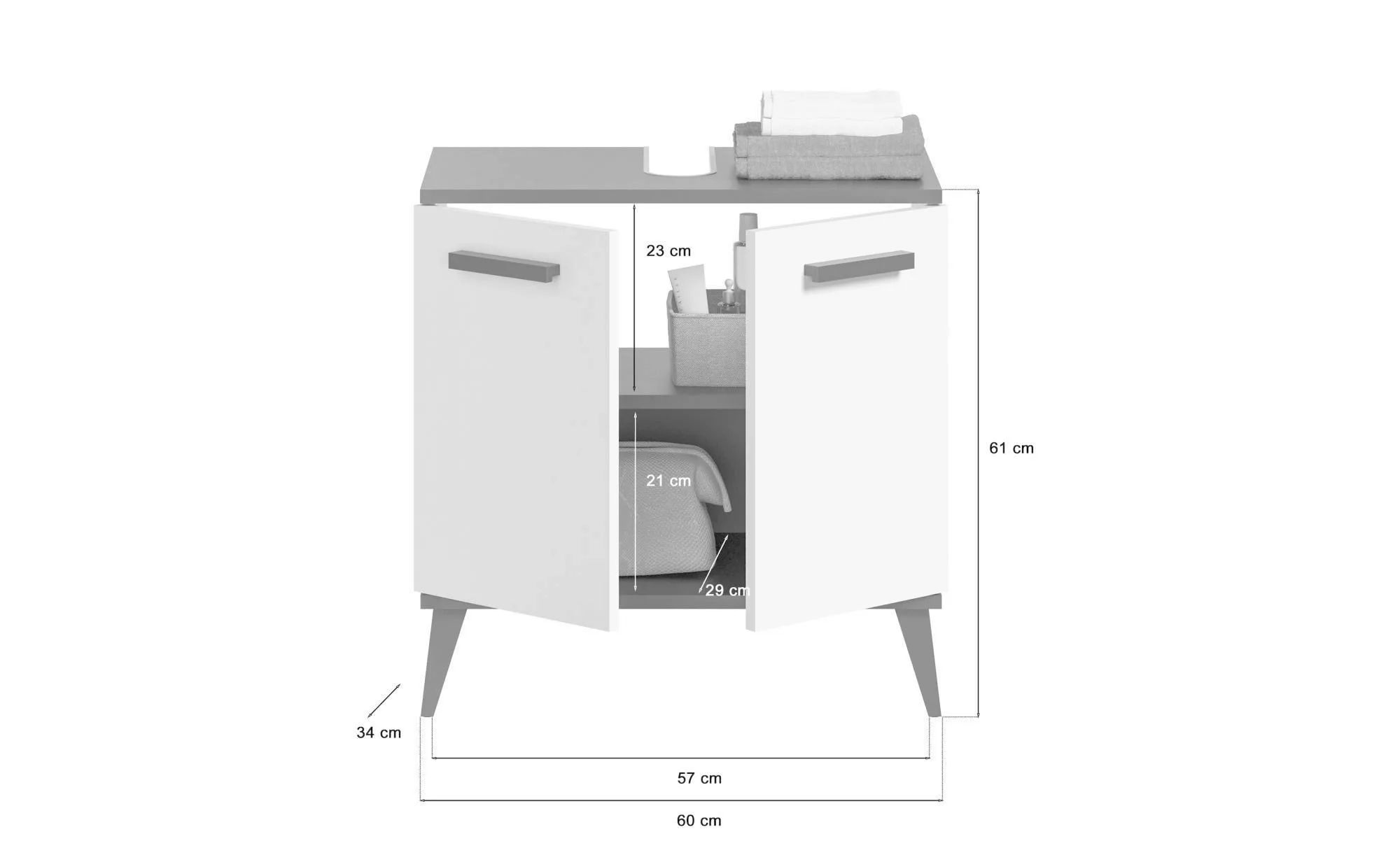 xonox.home Waschbeckenunterschrank Rocket (Badschrank in Anthrazit und weiß günstig online kaufen