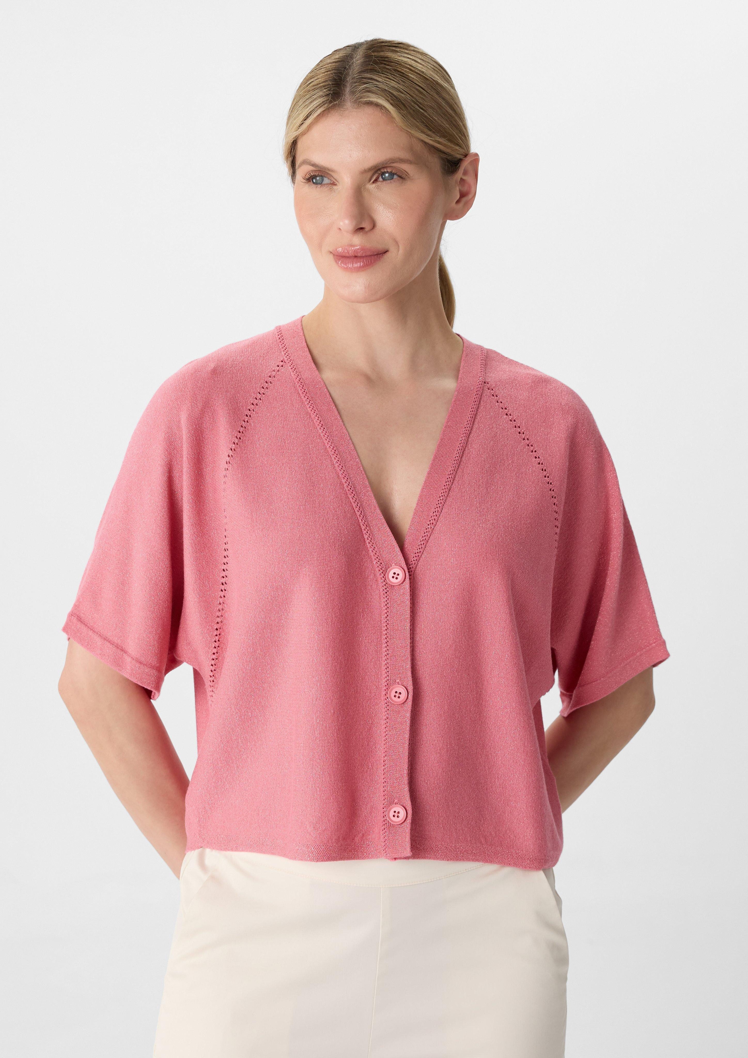 Comma Strickjacke Schimmernder Feinstrick-Cardigan mit Fledermausärmeln günstig online kaufen