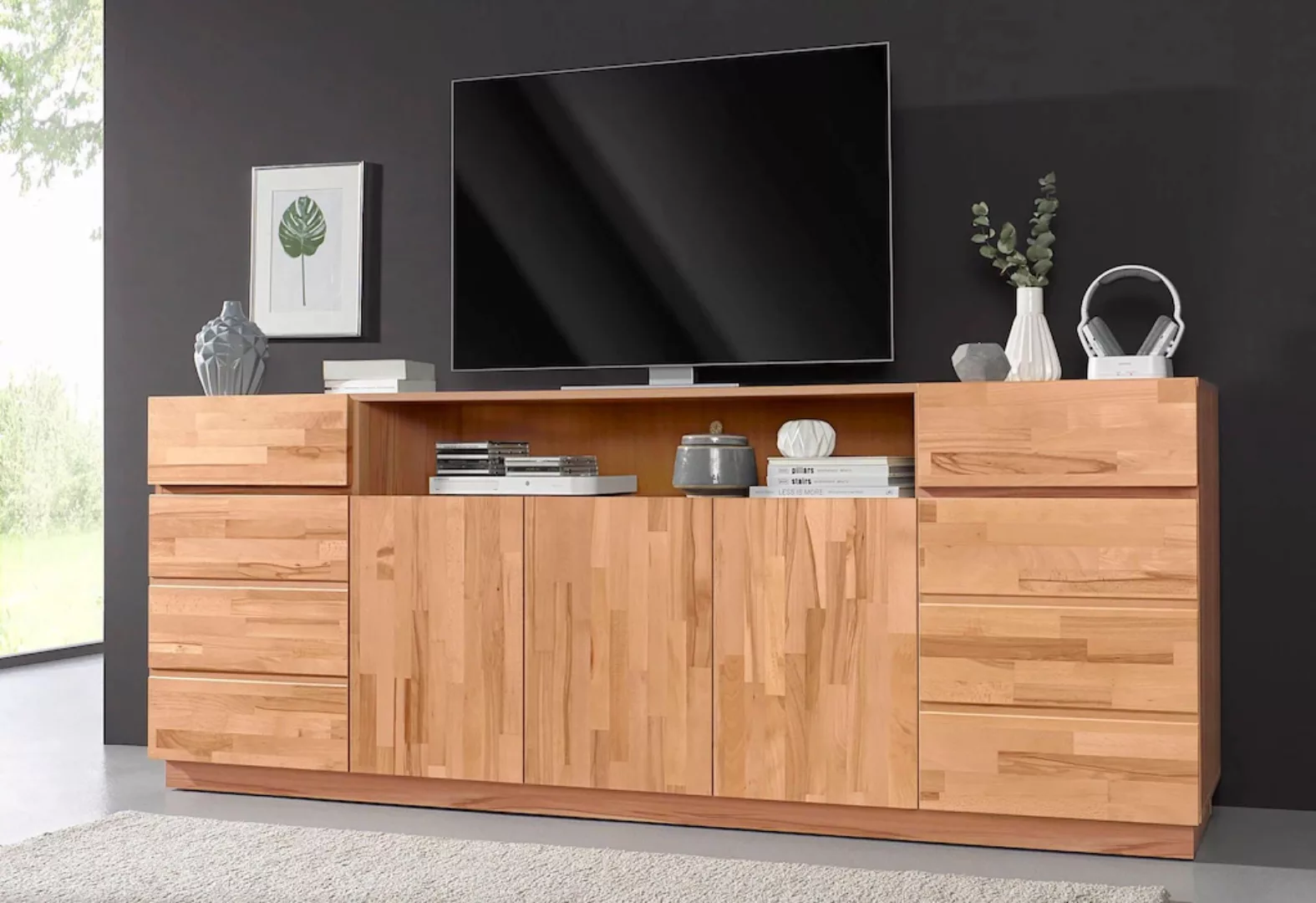 Home affaire Sideboard, Breite 220 cm, mit 5 Türen, teilmassiv, FSC-zertifi günstig online kaufen