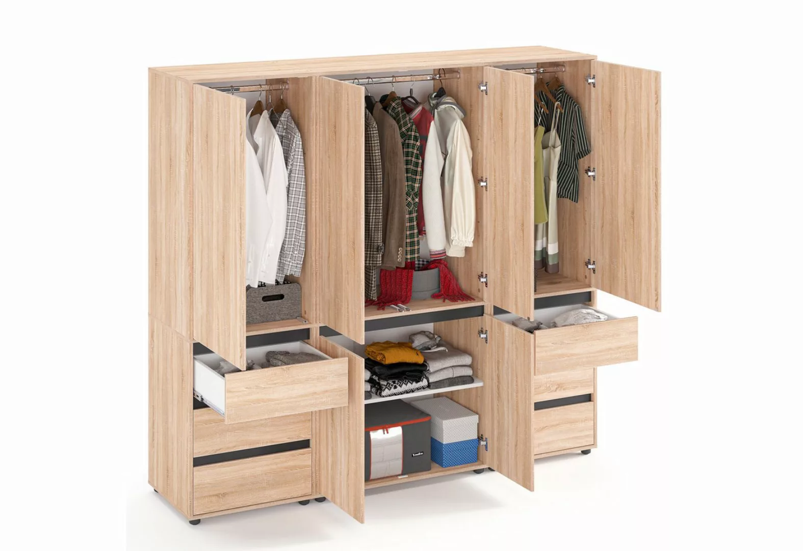 KOMTO Garderobenschrank CUBE 60-90 cm Mit Fächern Schubladen Kleiderschrank günstig online kaufen