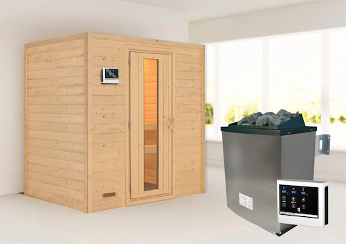 Karibu Sauna »"Sonja" mit Energiespartür 2 Ofen 9 KW externe Strg modern« günstig online kaufen