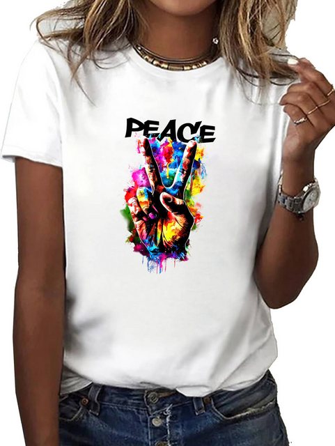 RMK T-Shirt Damen Shirt Top Sommer Basic Freiheit Frieden Peace aus 100% Ba günstig online kaufen