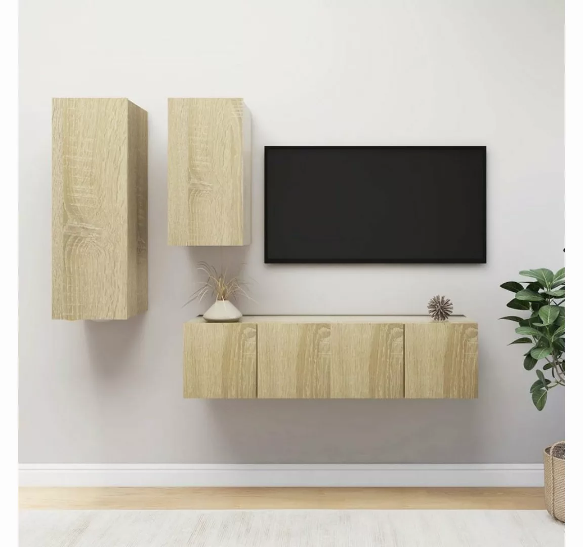 vidaXL Kleiderschrank 4-tlg TV-Schrank-Set Sonoma-Eiche Spanplatte günstig online kaufen