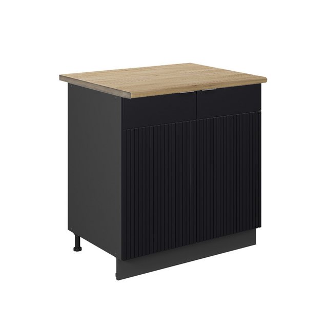 Vicco Spülenunterschrank Fame-Line, Schwarz gestreift/Anthrazit, 80 cm mit günstig online kaufen