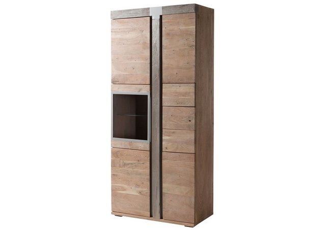 Massivmoebel24 Standvitrine (Vitrine Akazie 90x45x204 beige lackiert Amster günstig online kaufen