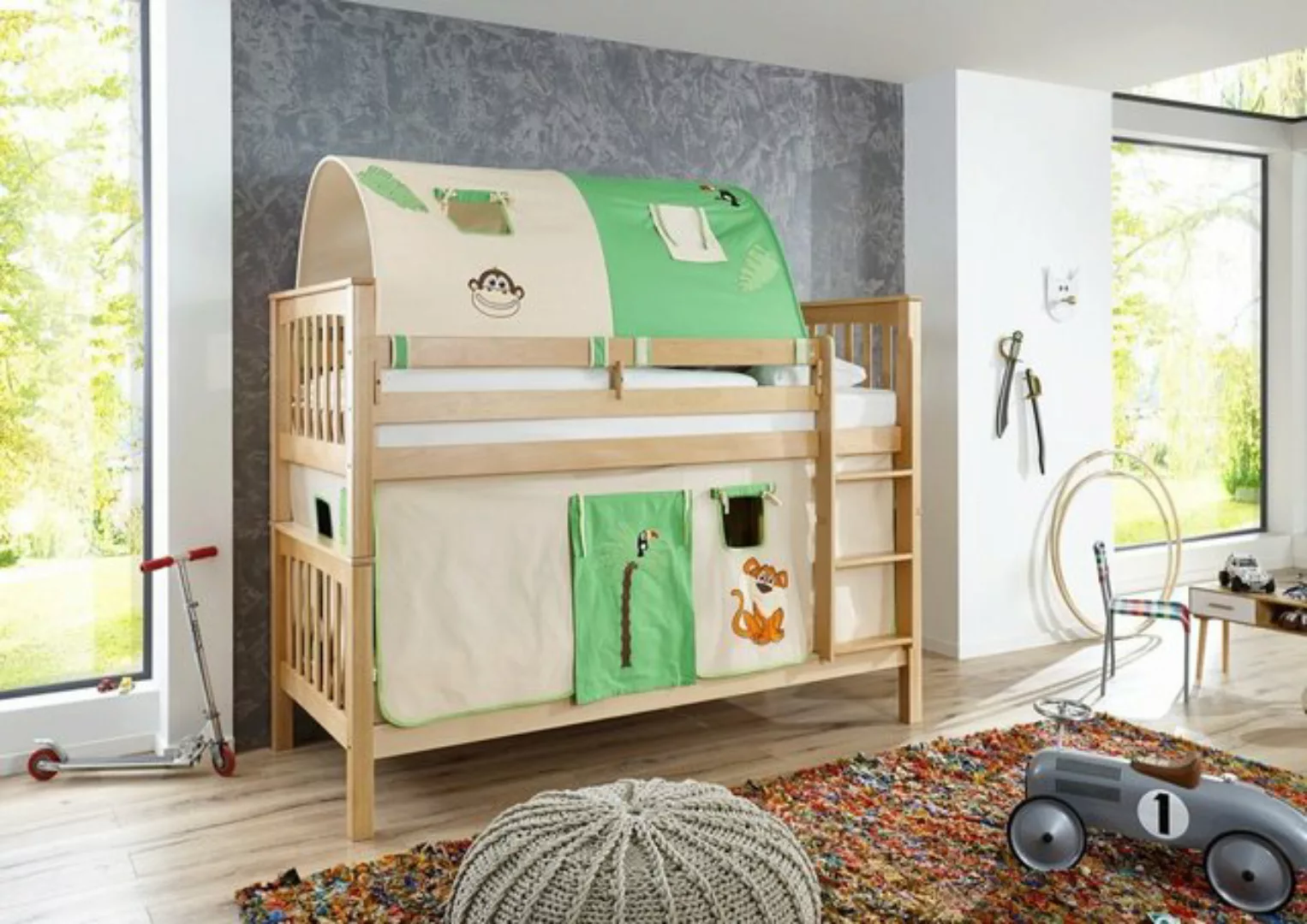 Natur24 Einzelbett Enzelbett Kick Buche Natur lackiert 90x200 cm günstig online kaufen