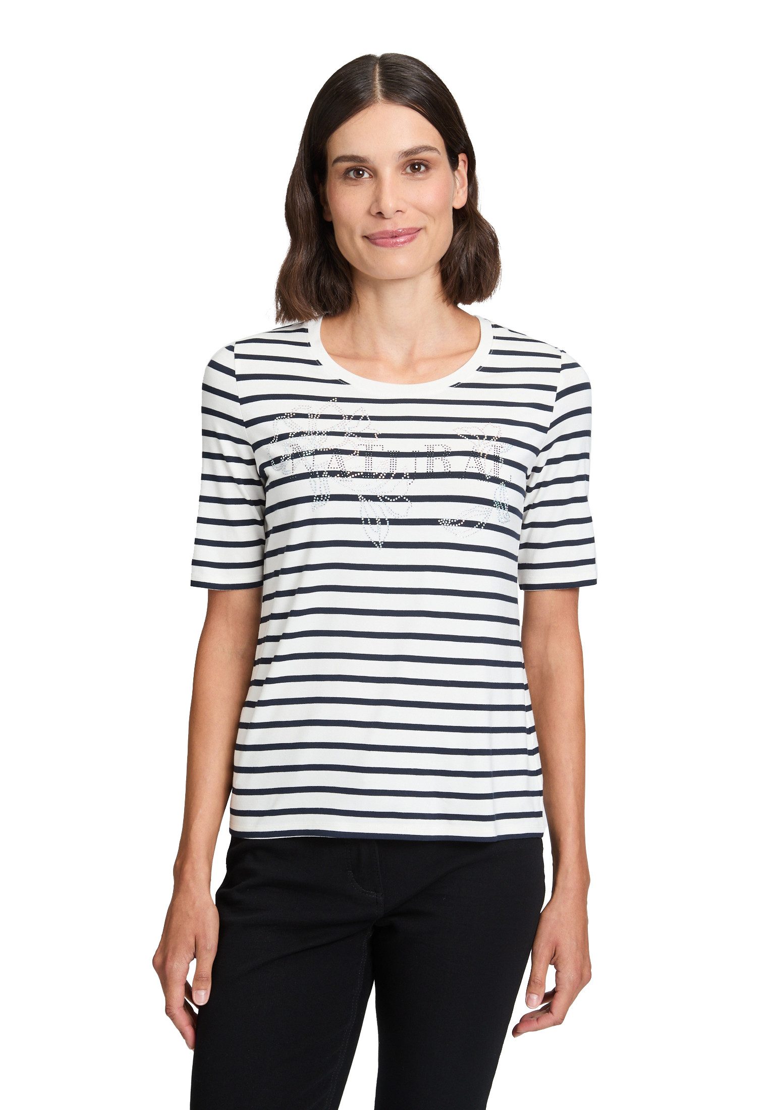 Betty Barclay Kurzarmshirt "Betty Barclay Damen Ringelshirt mit Schmuckstei günstig online kaufen