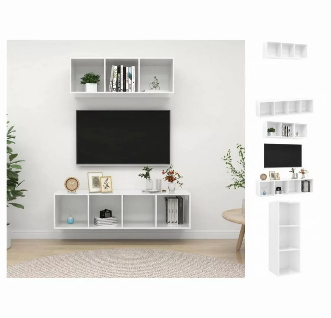 vidaXL TV-Schrank 2-tlg TV-Schrank-Set Hochglanz-Weiß Spanplatte günstig online kaufen