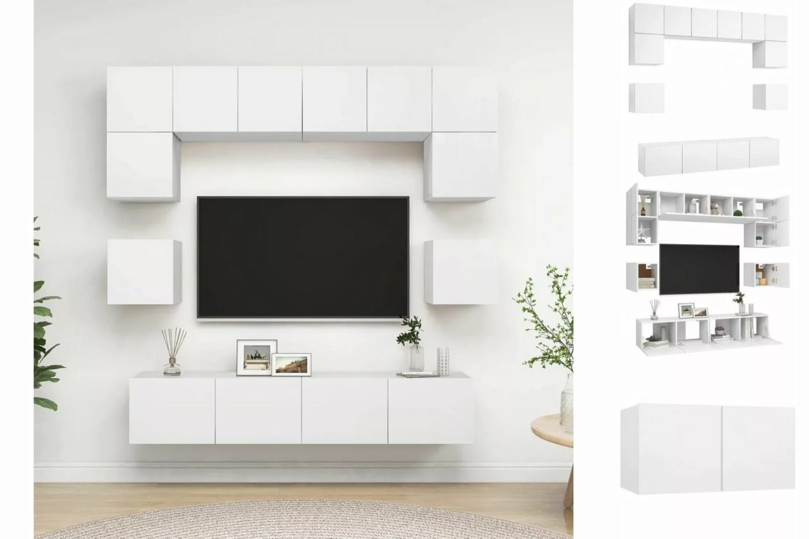 vidaXL TV-Schrank 8-tlg TV-Schrank-Set Weiß Spanplatte günstig online kaufen