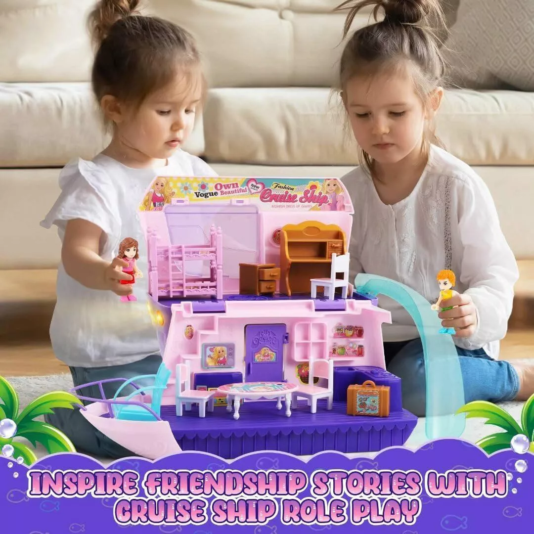 POPOLIC Spielzeug-Schiff Kreuzfahrtschiff-Figurenspielset, Rosa Kreuzfahrts günstig online kaufen