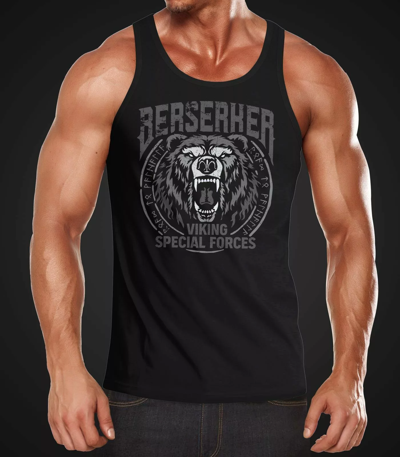 Neverless Tanktop Herren Tank-Top Berserker Bär günstig online kaufen