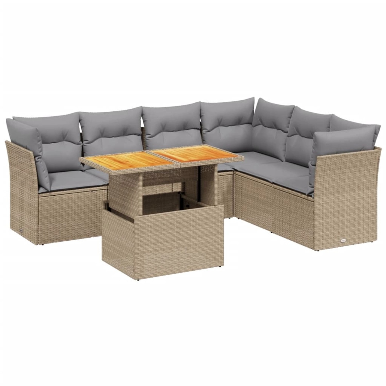 vidaXL 7-tlg Garten-Sofagarnitur mit Kissen Beige Poly Rattan Modell 380 günstig online kaufen