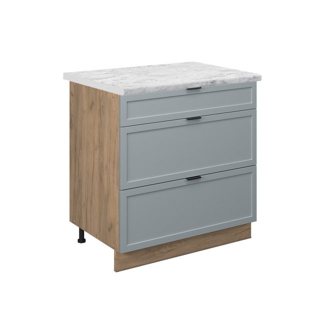 Vicco Unterschrank Fame-Line, Hellblau-grau/Goldkraft Eiche, 80 cm mit 3 Sc günstig online kaufen