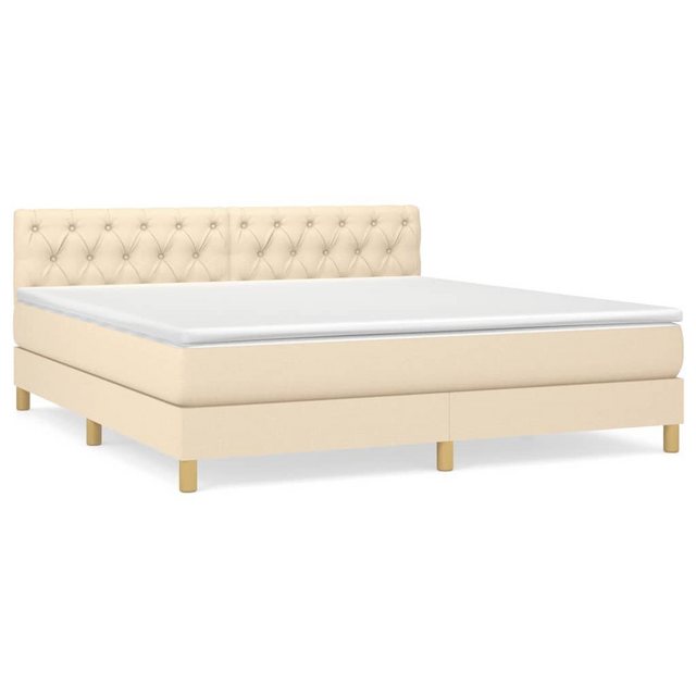 vidaXL Boxspringbett, Boxbett mit Matratze Creme 160x200 cm Stoff günstig online kaufen