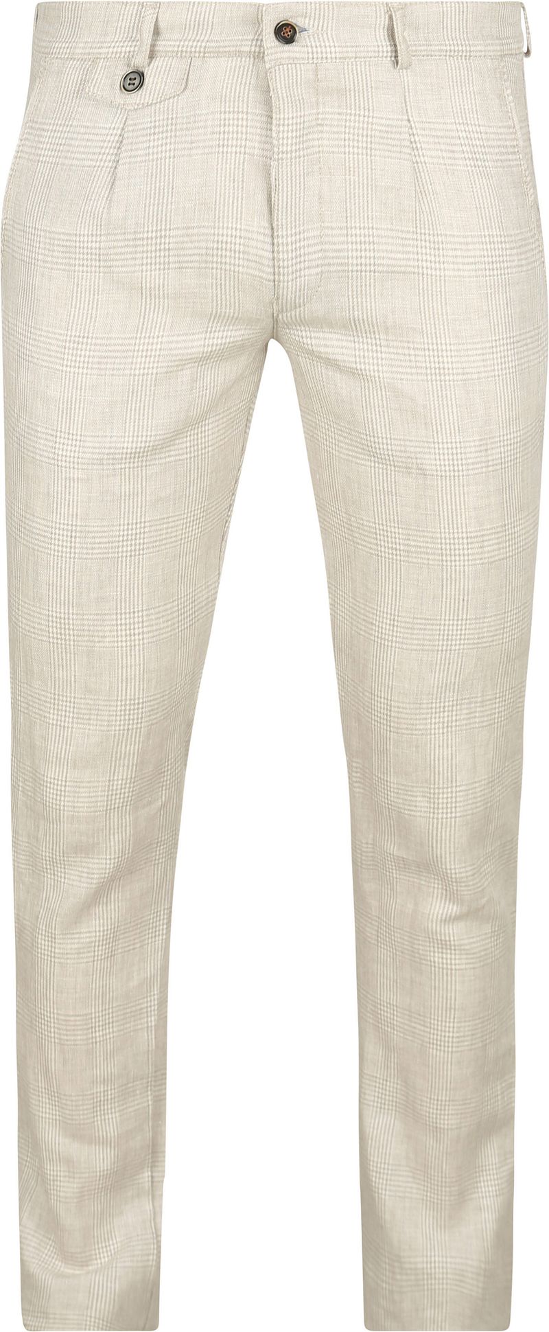 Suitable Chino Linen Blend Karos Beige - Größe 50 günstig online kaufen