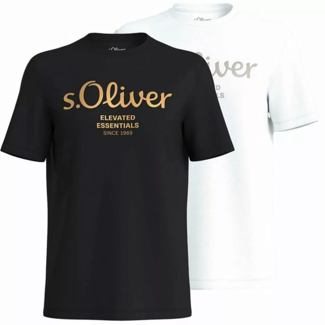 s.Oliver T-Shirt mit Metallic-Logo-Aufdruck im 2er Pack günstig online kaufen