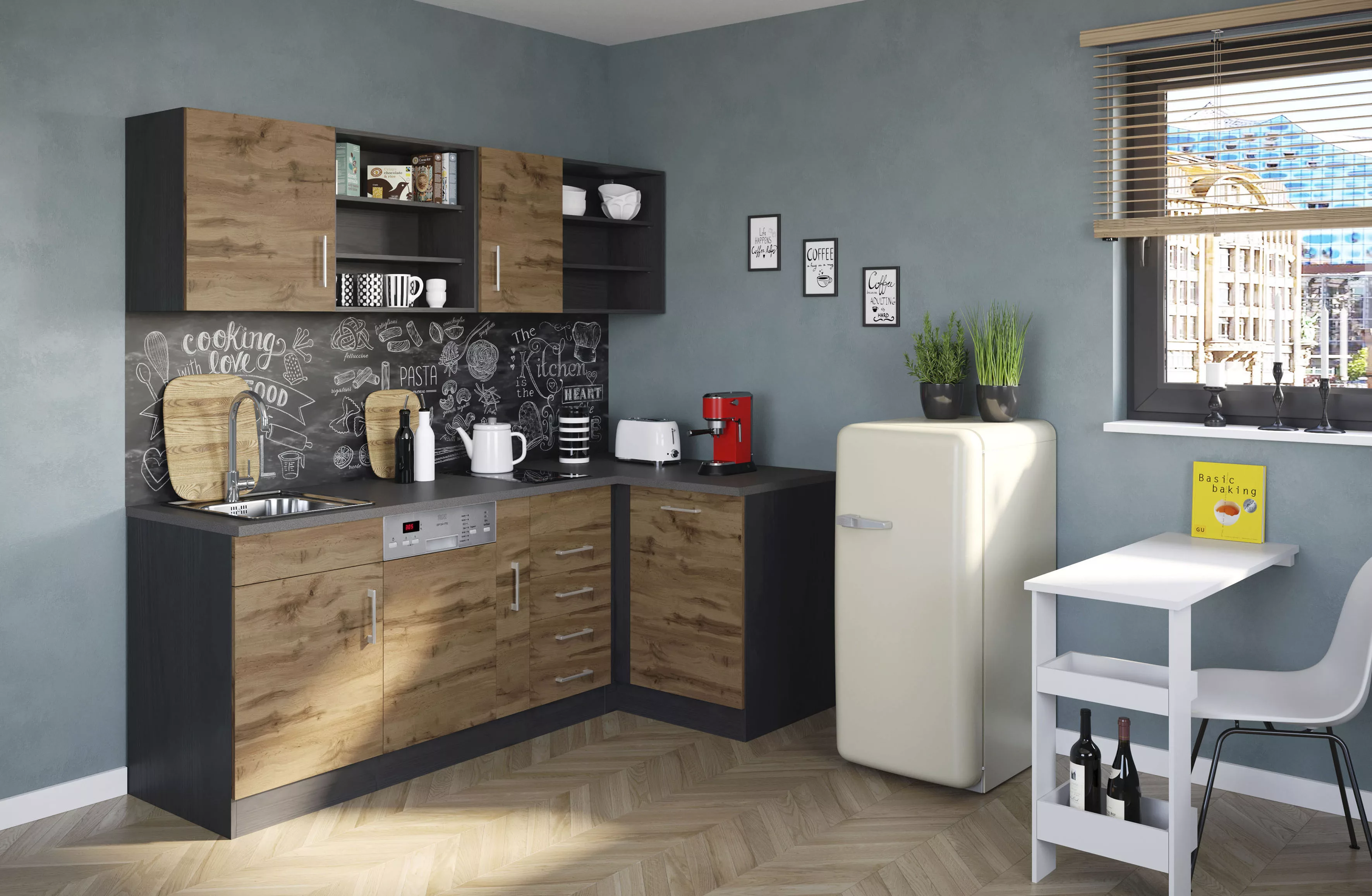 KOCHSTATION Küche "KS-Mali", Stellbreite 210/110 cm, mit E-Geräten günstig online kaufen