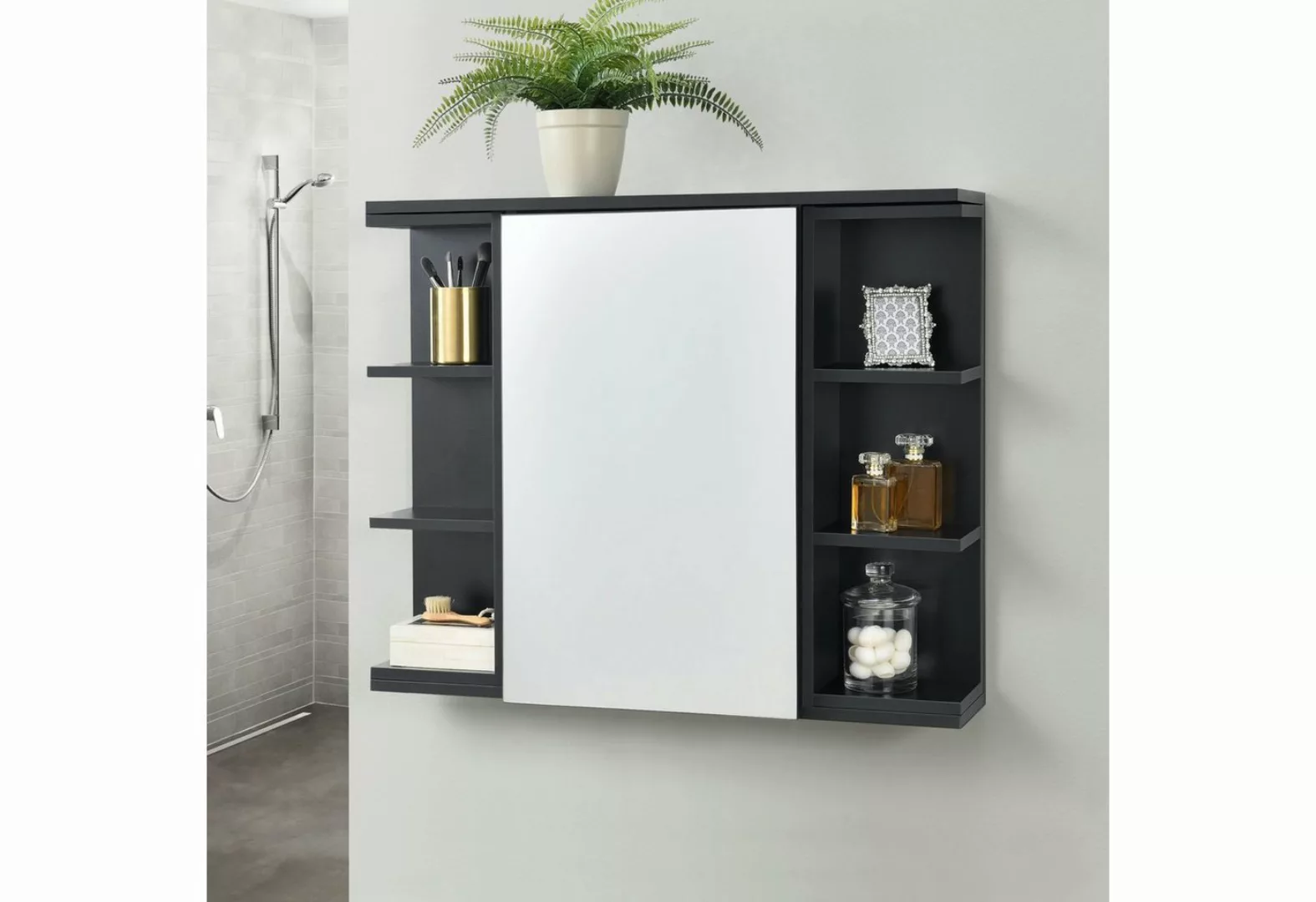 en.casa Badezimmer Wandschrank Harstad Spiegelschrank 64x80x20cm mit Tür un günstig online kaufen