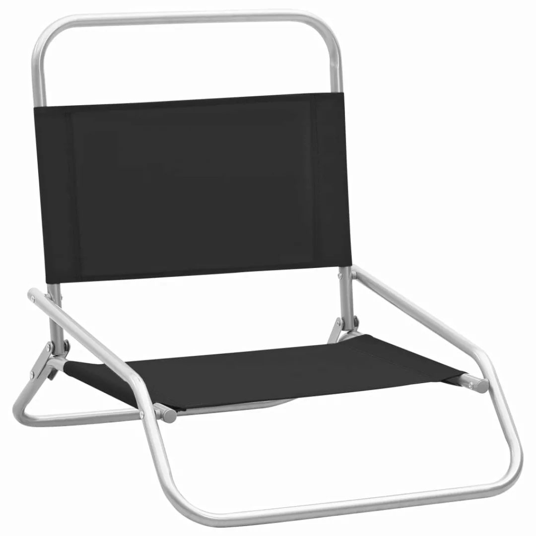 Klappbare Strandstühle 2 Stk. Schwarz Stoff günstig online kaufen