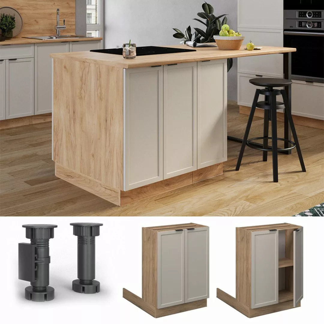 Vicco Unterschrank Fame-Line, GrauBeige/Goldkraft Eiche, 60 günstig online kaufen