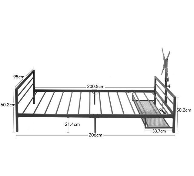 MilestoneHOMELIFE Bettgestell Schwarzes Gaming-Bett mit verstellbarer Halte günstig online kaufen