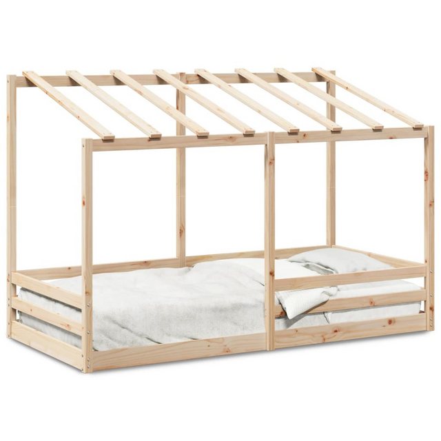 vidaXL Bett, Kinderbett mit Dach Wachsbraun 80x200 cm Massivholz Kiefer günstig online kaufen